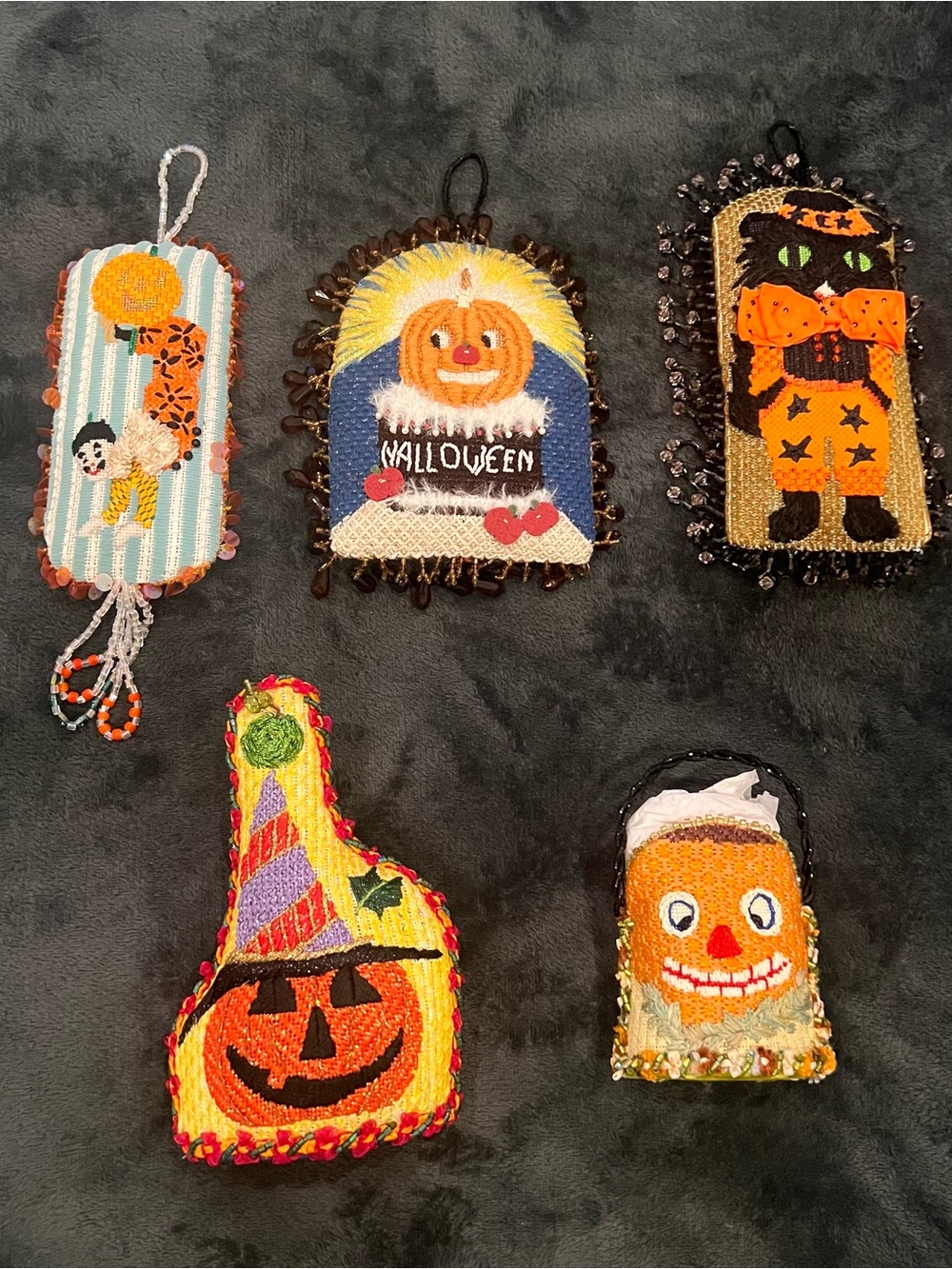 Lot Of Halloween Hanging Decor. Folk Art, Unique,Whimsical, Handmade, Grannycore